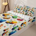 thumbnail image 3 of Manfei Cute School Bus Zipper Full Size Comforter Sets with Fitted Sheet and 2 Pillowcases,City Cars Pattern Zipper Bedding Set,Beige,Polkadot Reversible,4pcs, 3 of 8