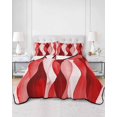 thumbnail image 2 of Quilts Twin Size Bedding Set, Red Striped Lightweight Quilted Comforter, Modern Gradient Geometric Ripple Stripes Soft Reversible Bedspread Coverlet with Pillow Covers for All Season, 68" x 86", 2 of 7