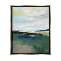 Stupell Industries Modern Cloudy Distant Beach Shore Painting Luster Gray Floating Framed Canvas Print Wall Art, Design by Nikita Jariwala