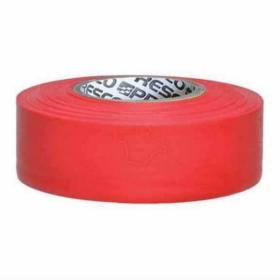 Flagging Tape, No Legend, Red, 1 3/16 in Wide x 300 ft Length, Vinyl, 2 mil