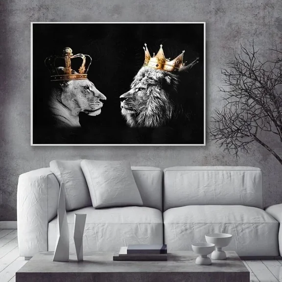 Kna Prints - Black And White Lion King Poster Painting Picture Prints Wall Art For Home Decor, Living Room, Bedroom, Office, UNFRAMED-8x12