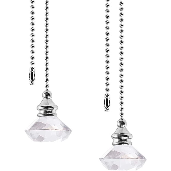 Ceiling Fan Chain Pulls crystal Pull Extension for Light Lamp Chain, Crystal Copper Diameter Beaded Ball Set with Connector Blue Glass Ice Cracked Decoration