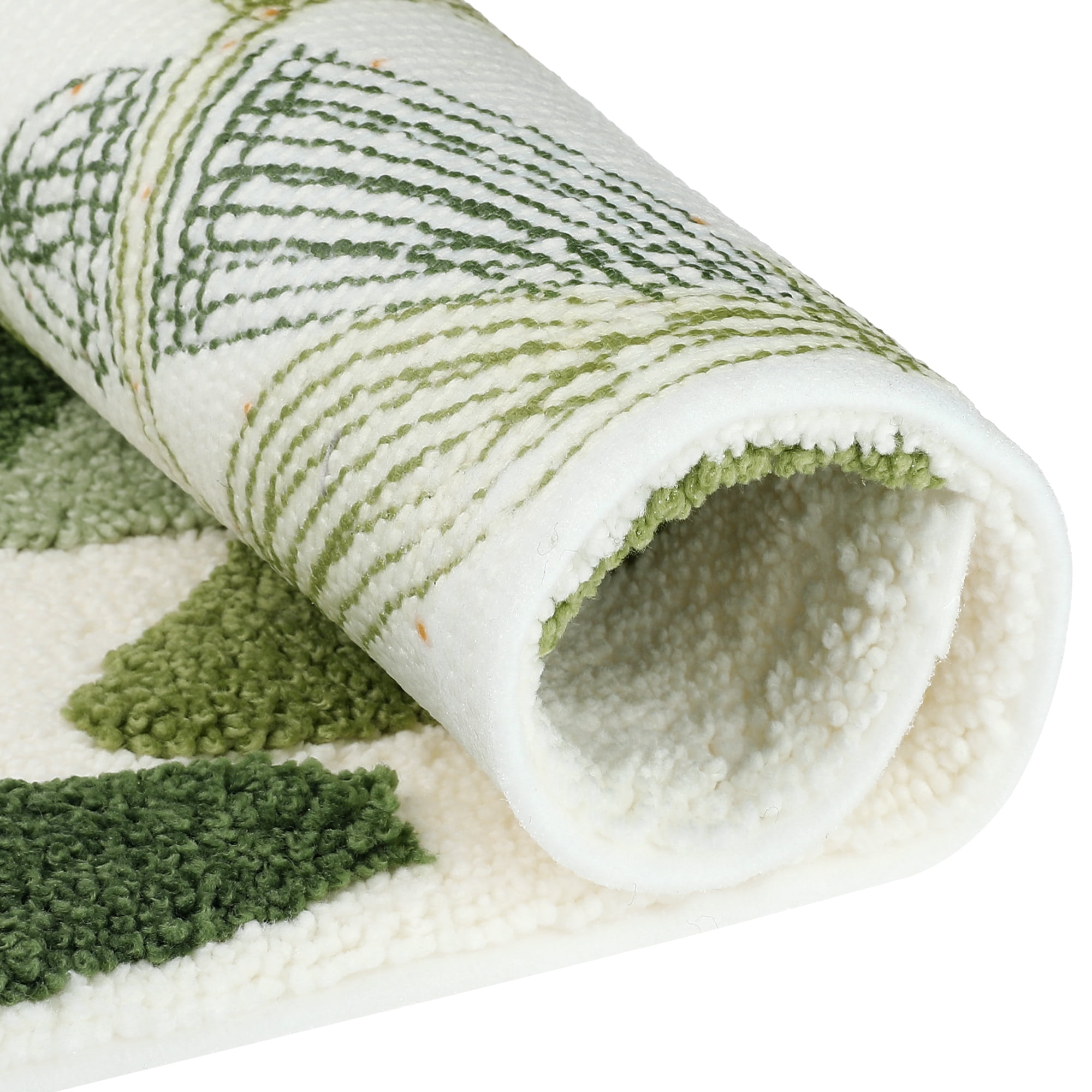 Unique Bargains 2 Pcs Non-Slip Quick Dry Bath Rugs Leaf-1/Leaves-3 20" x 32"