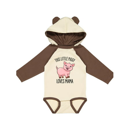 

Inktastic This Little Piggy Loves Mama- cute Gift Baby Boy or Baby Girl Long Sleeve Bodysuit