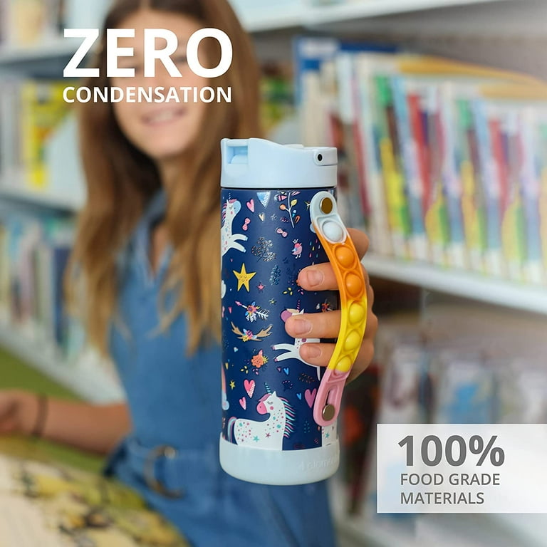 Elemental Iconic Kids Water Bottle with Straw Lid & Stress Reliever Pop It  Handle, Leak-Proof When Closed, Triple Insulated Stainless Steel Reusable