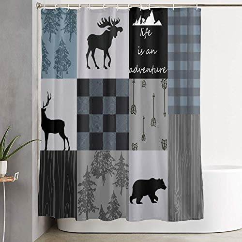 Carwayii Rustic Shower Curtain Country, Moose And Bear Shower Curtain Hooks