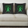 thumbnail image 3 of Set of 2 Decorative Throw Pillow Covers 18x18in - Dark Background with Green Ribbon & ' DONATE LIFE ' Design for Couch Bed Car, 3 of 8