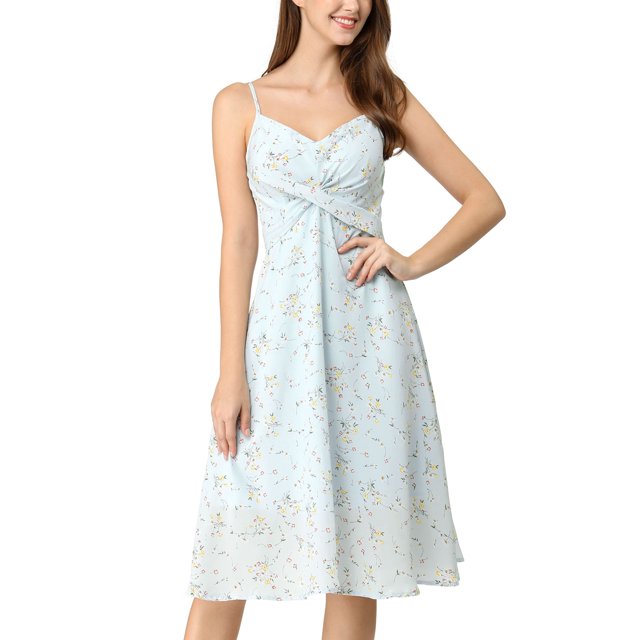 INSPIRE CHIC Robe à Bretelles Réglables à Motif Floral Torsadé pour Femmes