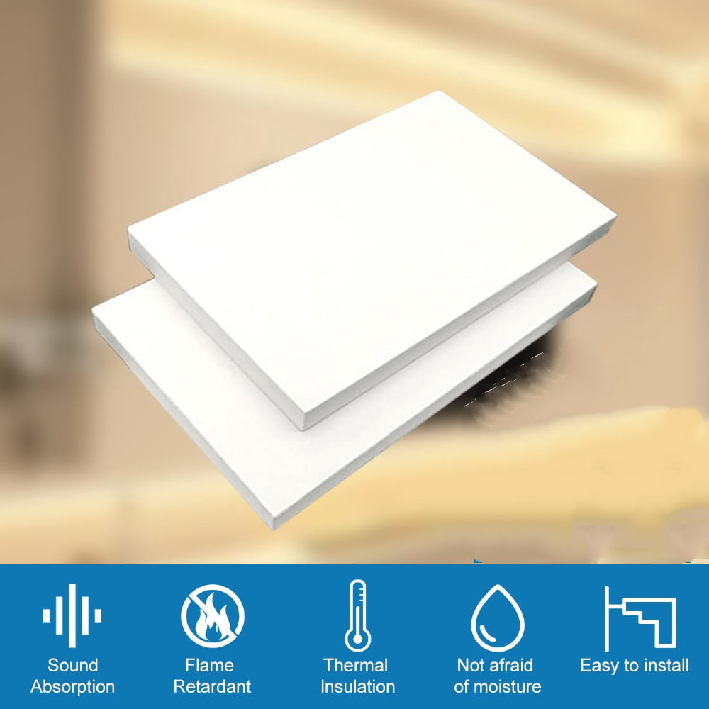 Fiberglass Sound Absorbing Noise Dampening Acoustic Panel Wall Treatment 1" x 24" x 48", White, 2-pack