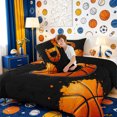 thumbnail image 4 of Meiyoeat Basketball Letter D Queen Comforter Set 3 Pieces,Sport Graffiti Splash Comforter Sets Queen,Black Reversible,1 Comforter and 2 Pillowcases,1 Comforter and 2 Pillowcases, 4 of 6