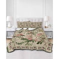 thumbnail image 2 of Twin XL Quilt Bedding Set, Beige Spring Floral Reversible Summer Quilt 3 Pieces, Elegant Pastoral Flowers Birds Watercolor Lightweight Bedspreads Coverlets with 2 Pillow Shams for All Seasons, 2 of 5
