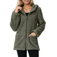 thumbnail image 2 of Jacket Women Women's Casual Solid Color Hooded Sweater Coat Long Sleeve Double Outerwear for Daily Outdoor Womens Winter Coats Army Green L, 2 of 7
