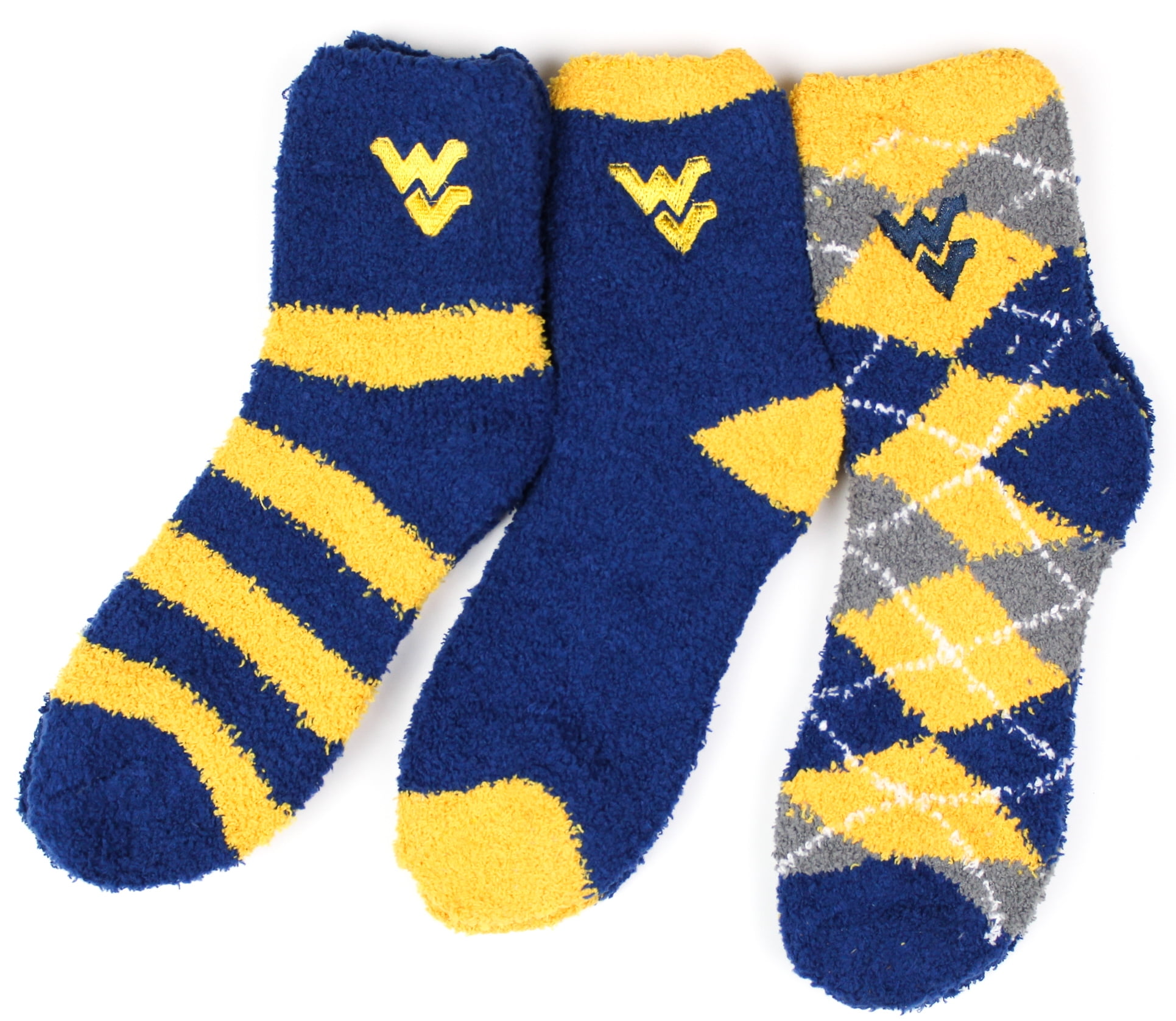 West Virginia Mountaineers 3 Piece Fuzzy Sock Bundle