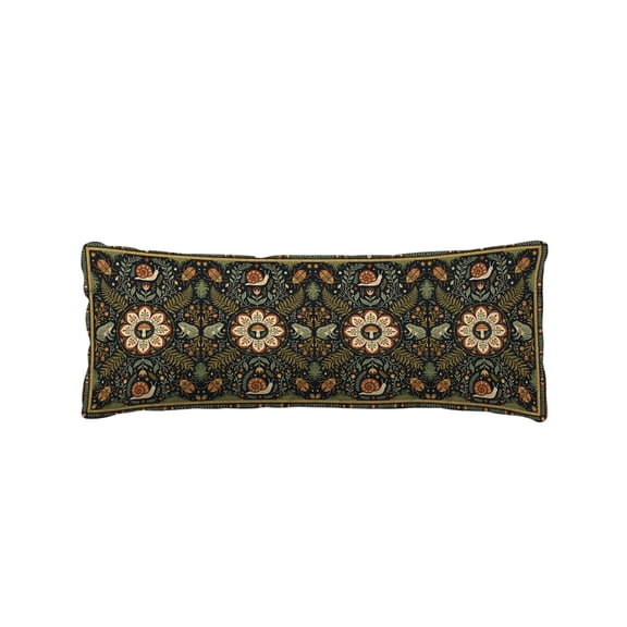 Boho Green Flowers Body Pillow Cover 20 x 60 Inch Decorative Pillow Cover Modern Bohemia Botanical Mushroom Lumbar Pillowcase Seasonal Rectangle Cushion Case for Couch Sofa Bed Living Room