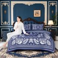 thumbnail image 4 of Erosebridal Navy Bandana 7-Piece Twin Bedding,Nature Art Bedding Comforter Set,Navy Blue Reversible, 4 of 7