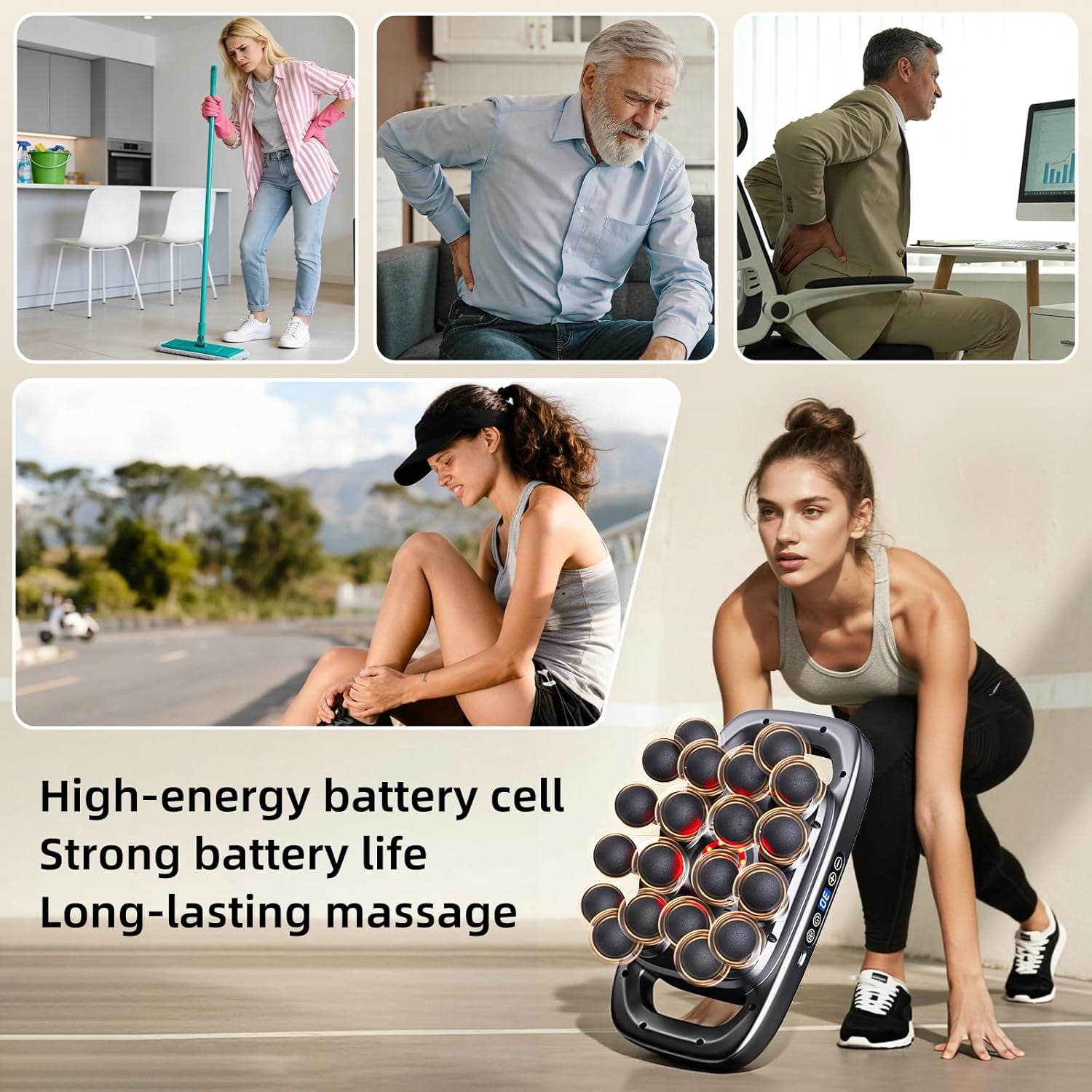 Massage Gun Pain Relief Deep Tissue, 20-Head Percussion Massager with 3 Modes & 30 Intensity Levels, Quiet Muscle Massage Gun for Back, Shoulders, Legs & Body (Grey)
