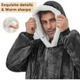 thumbnail image 4 of yescool Wearable Blanket Hoodie - Birthday Christmas Gifts for Women Mom Girlfriend, Oversized Flannel Sherpa Cozy Hooded Blanket Sweatshirt Adult With Hood Pocket & Sleeves, One Size Fits All (Grey), 4 of 8