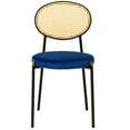 thumbnail image 4 of LeisureMod Euston Modern Wicker Dining Chair with Velvet Round Seat in Navy Blue, 4 of 11