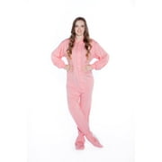 Pyjama Big Feet Pyjama à pieds pour adultes en maille de jersey de coton, avec semelles antidérapantes et fermeture à glissière sur le devant.