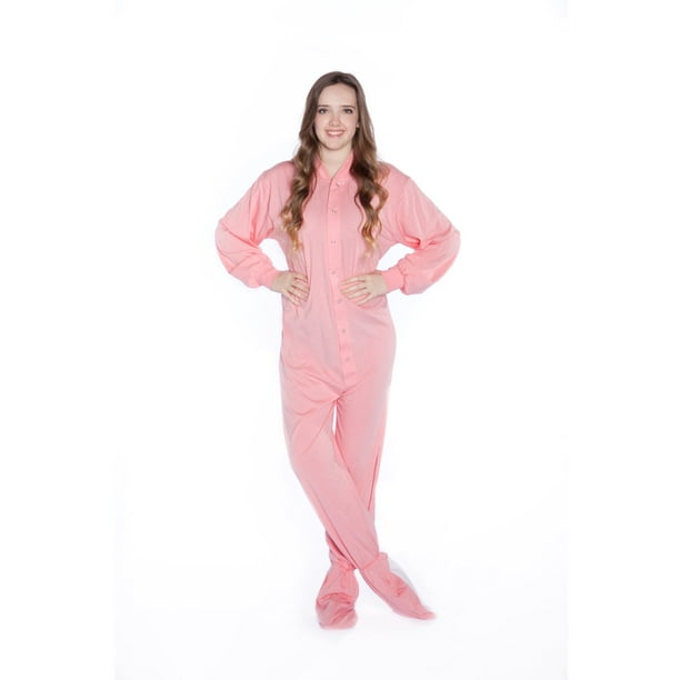 Big Feet PJs Jersey Rose Tricot Pyjama Pied Adulte avec Drop Siège Dormeur