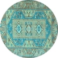 thumbnail image 1 of Ahgly Company Indoor Round Oriental Light Blue Traditional Area Rugs, 3' Round, 1 of 4