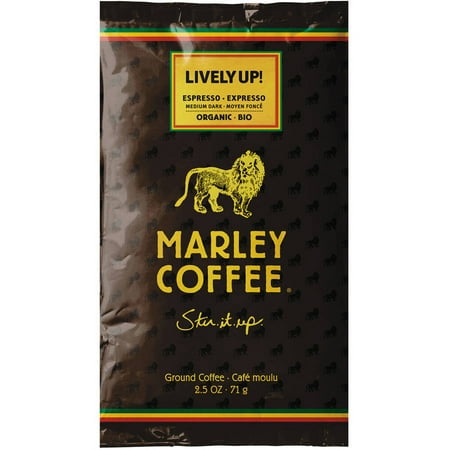 Marley Coffee Lively Up! Espresso Ground Coffee Fractional Packs, 2.5 oz, 18 count