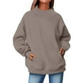 thumbnail image 6 of Womens Sweaters For Women Oversized Turtleneck Pullover Long Sleeve Top Drop Shoulder Solid Color Fleece Lined Relaxed Fit Cotton And Polyester 1Pc S Fall Sweaters For Women, 6 of 7