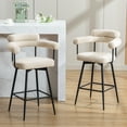 thumbnail image 2 of ONEVOG 26.7'' Swivel Counter Height Stools Set of 2, Modern Barrel Bar Stools with Backs & Arm Rest, Upholstered Linen Counter Chairs for Kitchen Island, Beige, 2 of 9