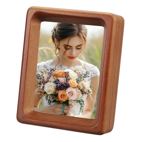 3 x 4inch Natural Wood Photo Frames, Mini Wood Finish Picture Frame Wood Tabletop Frame with Mat for Desktop Display Wall Mounting, Teak color