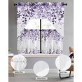 thumbnail image 2 of Purple Swag Kitchen Curtains Sets for Windows 24 Inch Length, Eucalyptus Leaves Short Window Curtain Panels Swags Valances and Tiers 3 Piece Set for Cafe/Dining Room, 2 of 5