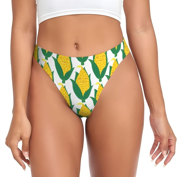 Balery Corn Cob Tangas de Algodón para Mujer con Estampado – Ropa Interior Sexy, Transpirable, G-string-3X-Large