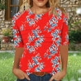 thumbnail image 2 of 3/4 Manga Tops para las Mujeres Arrugado Cuello Redondo Suelto Ajuste Cortado Manga Superior Imitación Rack, Camiseta de Moda para el Uso Diario, 2 of 7