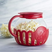 Ecolution Original Microwave Micro-Pop Popcorn Popper Borosilicate Glass, Dishwasher Safe, BPA Free, 3 Qt - Family Size, Red