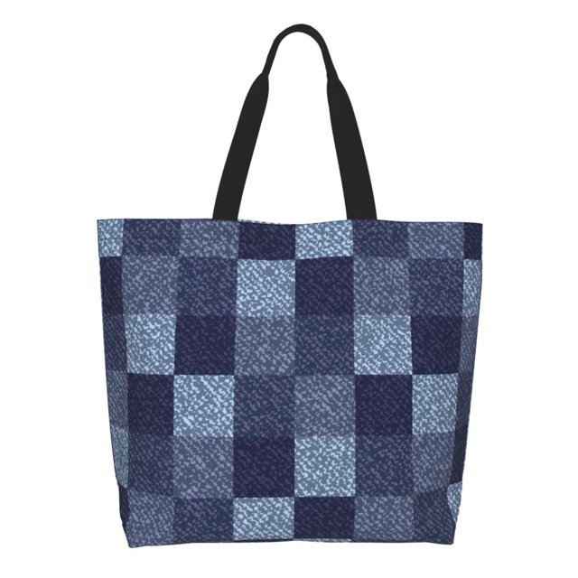 Balery Blue Gingham Buffalo Check Bolsa Tote Estilo Estético con Cremalleras, Bolsa de Hombro, Bolsa de Compras Grande y Plegable