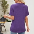thumbnail image 4 of Sexy Dance Blouses for Women Short Sleeve Shirts Casual Dressy Summer Tops with Pleats Purple 3XL, 4 of 8