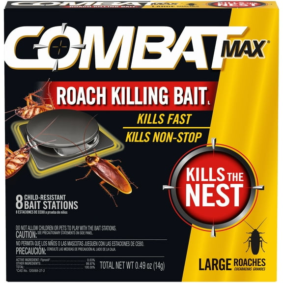 Combat Max Large Roach Killing Bait Stations, Child-resistant, 8 Count
