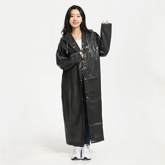 2 pcs Portable EVA Rain Coats Reusable Rain Poncho with Hood and Elastic Cuff Sleeves Plastic Rain Gear for Adults