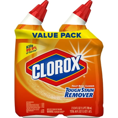 Clorox Toilet Bowl Cleaner, Tough Stain Remover without Bleach - 24 oz, 2 (Best Way To Clean Stubborn Toilet Stains)