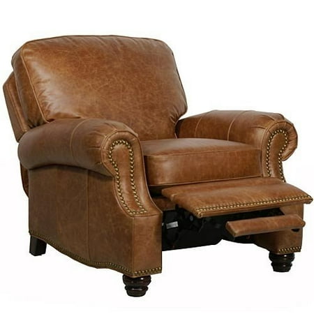 - Barcalounger Longhorn II Leather Recliner Saddle Leather/Espresso Wood Legs