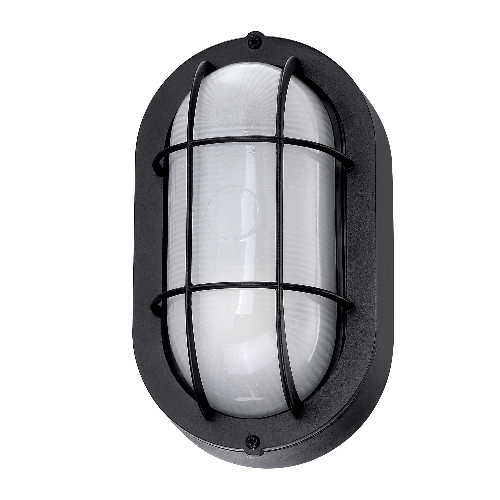 Industrial LED Outdoor Light Fixture Wall Mount with Ellipse Frosted Glass Shade, Dimmable, 3000K, 450 Lumens