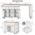 thumbnail image 3 of 85.5 Inch Kitchen Island with Extendable Dining Table, Rolling Kitchen Cart with Power Outlet, 3 Drawers, 2 Doors & Open Shelves, White, 3 of 14