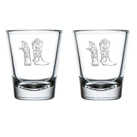 

Set of 2 Shot Glasses 1.75oz Shot Glass Cowboy Cowgirl Boots