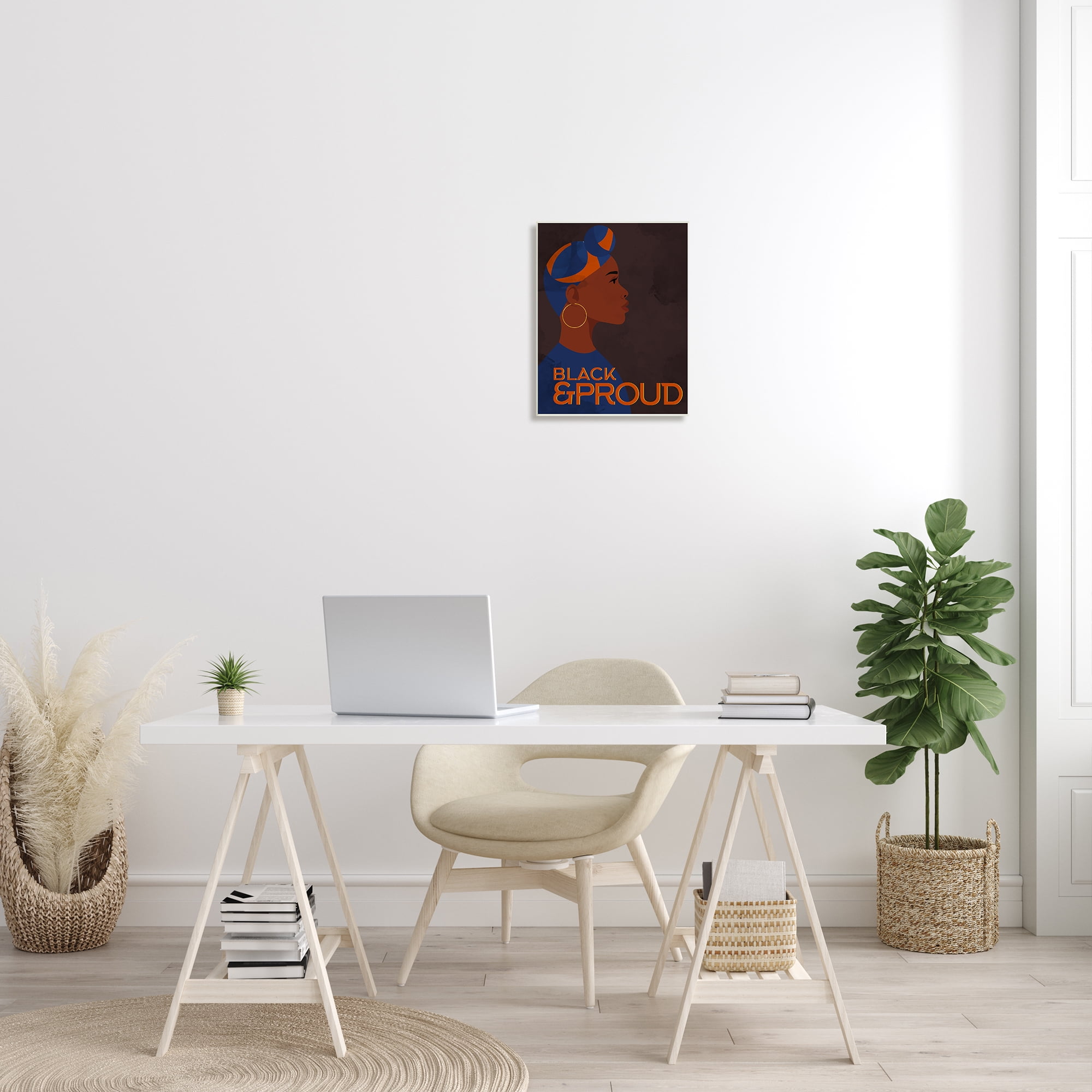 Stupell Industries African American Woman Black and Proud Phrase Typography Painting Unframed Art Print Wall Art, 13 x 19