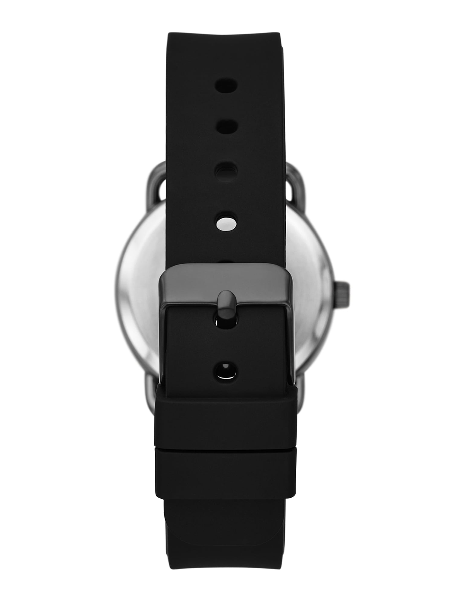 Time and Tru Women's Watch, Gunmetal Round Case, Black Sunray Dial with White Flowers and Black Faux Leather Strap (FMDOTT101)
