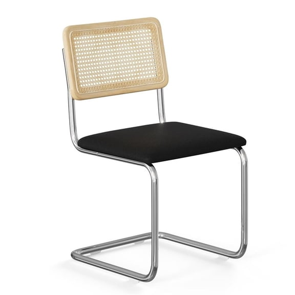 Pemberly Row Cane Back Fabric Side Chair (Set Of 2) in Black Linen