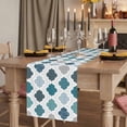 thumbnail image 2 of Table Runners 70 Inches Long Dress Scarves, Bohemia Farmhouse Coffee/Dining/Kitchen Table Decor, Holiday Table Runner, Vintage Moroccan Geometric Pattern Blue Green Gray 13x70 Inch, 2 of 9