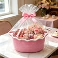thumbnail image 5 of Woven Cotton Storage Basket with Handles, Decorative Gift and Organizer Basket for Shelf, Closet, Bathroom and Pantry, Dark Pink, 5 of 6