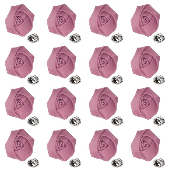 Uxcell 16 Pcs Lapel Flowers for Men Suits, 2 Inch Lapel Pin for Men Satin Rose Artificial Fabric Flowers Brooch Boutonnieres for Wedding Party Prom Ceremony, Light Red