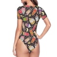 thumbnail image 4 of Daiia Milk Tea print Women's Crew Neck Short Sleeve Bodysuit Fashion Tops Fit Casual Basic Extender Bodysuit-Large, 4 of 9