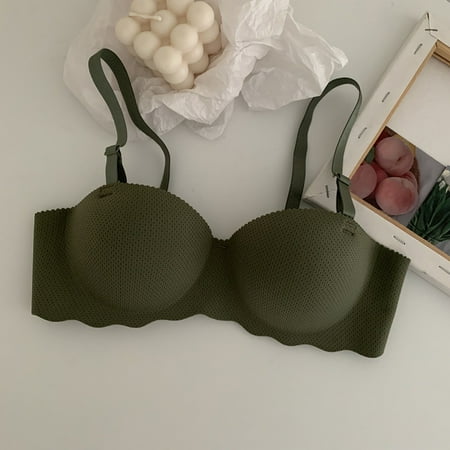 HCURIBAD Clearance! Super Gather Bra Soft Comfortable Gather Bra Wireless Up Bra Lift Bra Women Lingerie Everyday Sports Bras Wireless Bras  Push up Bra  Backless Bra  Bras for Women Army Green C